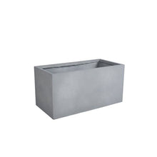 Flora Series Rectangle Poly Stone Planter in Grey 19.7 x 19.7, 39.4 Long