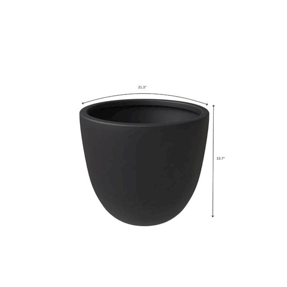 Dahlia Series Poly Stone Planter Set in Black