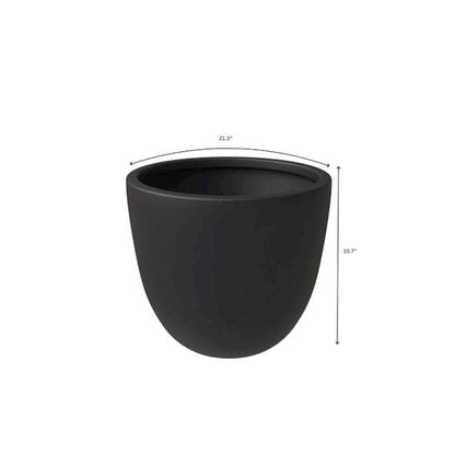 Dahlia Series Poly Stone Planter Set in Black