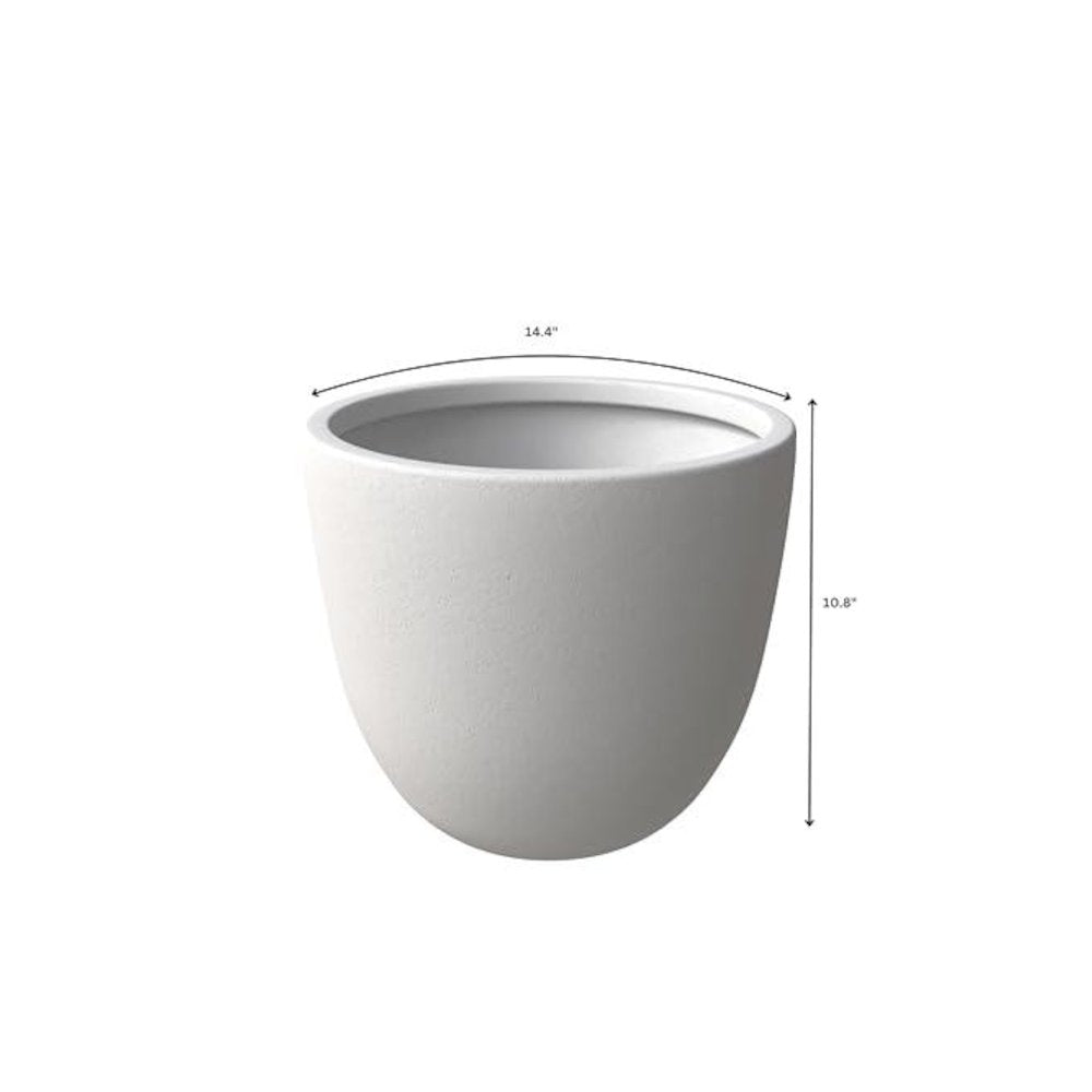 Dahlia Series Poly Stone Planter in White 14.4 Dia, 10.8 High