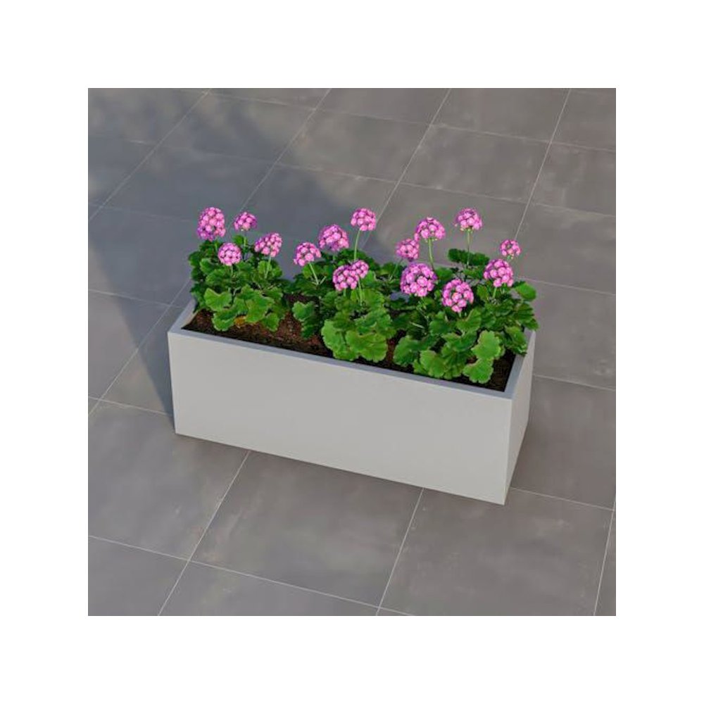Flora Series Rectangle Poly Stone Planter in Grey 12 x 12, 31.5 Long