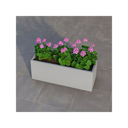Flora Series Rectangle Poly Stone Planter in Grey 12 x 12, 31.5 Long
