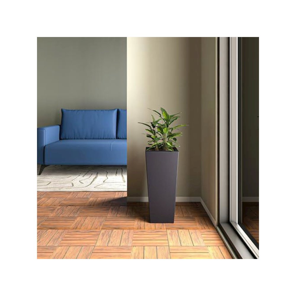 Orna Series Poly Stone Planter 13.8 Dia 29.4 High in Black