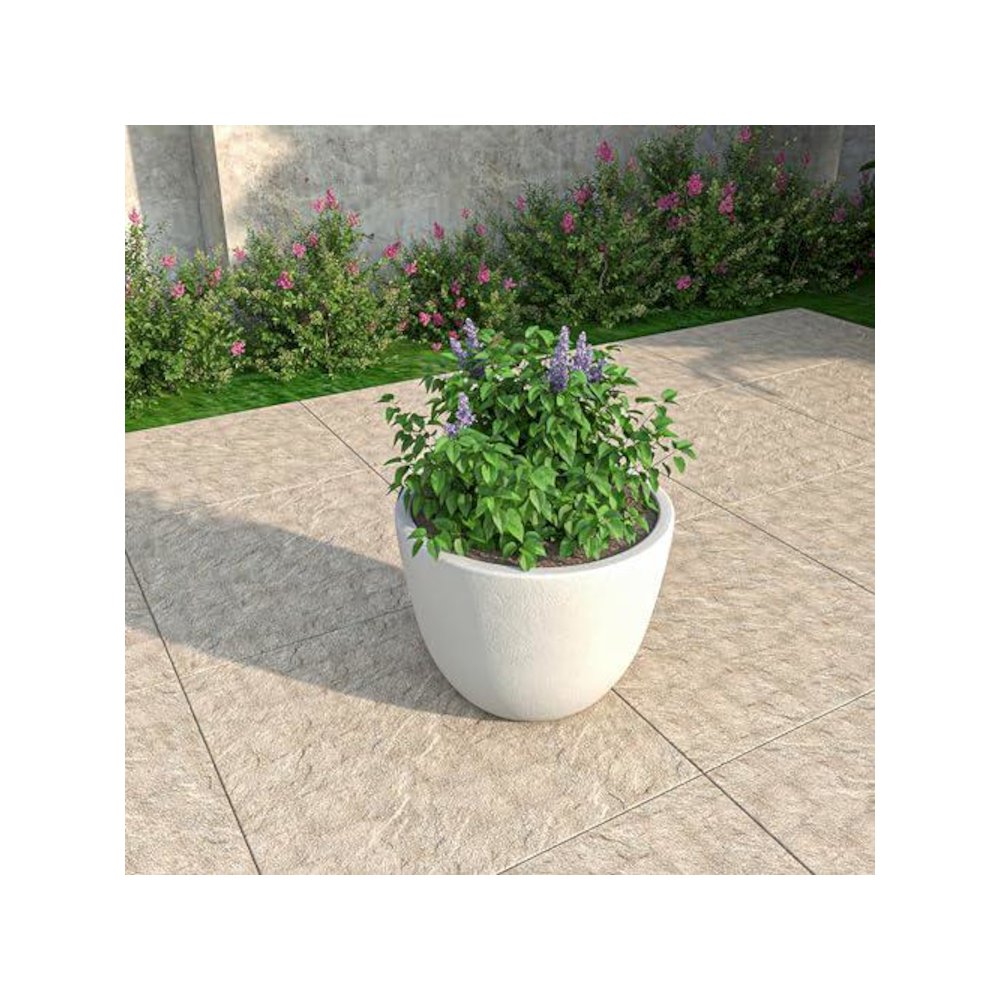 Dahlia Series Poly Stone Planter in White 14.4 Dia, 10.8 High