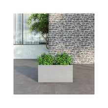 Flora Series Rectangle Poly Stone Planter in Grey 19.7 x 19.7, 39.4 Long