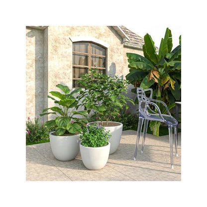 Dahlia Series Poly Stone Planter Set in White