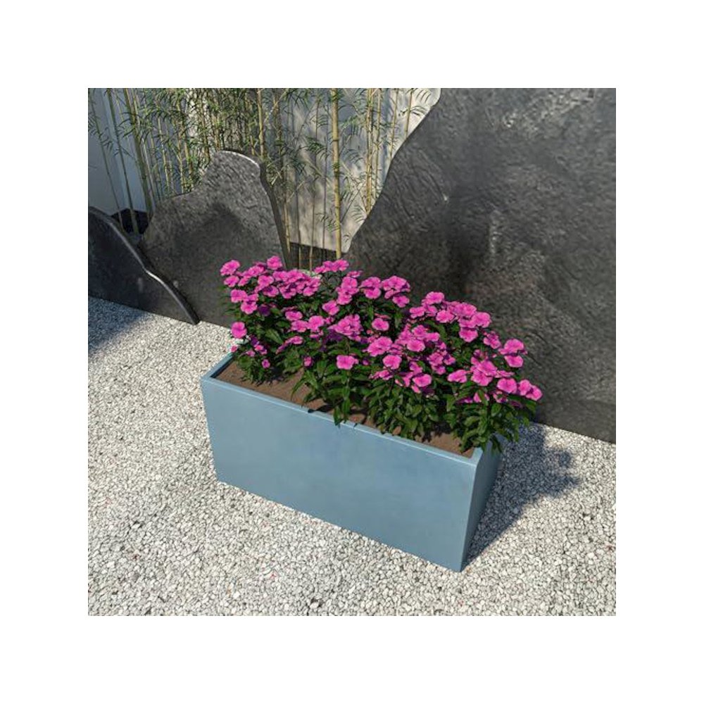 Bloom Series Poly Stone Planter 15.7" , 31.5" Long In Black Aged Concrete