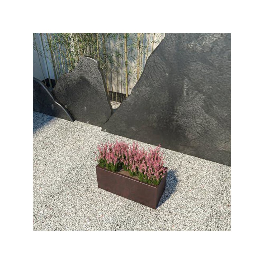 Bloom Series Poly Stone Planter 9" , 19.7" Long In Brown