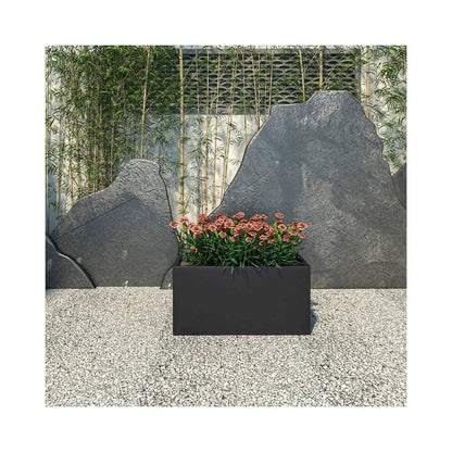 Bloom Series Poly Stone Planter 11.8" , 23.6" Long In Black