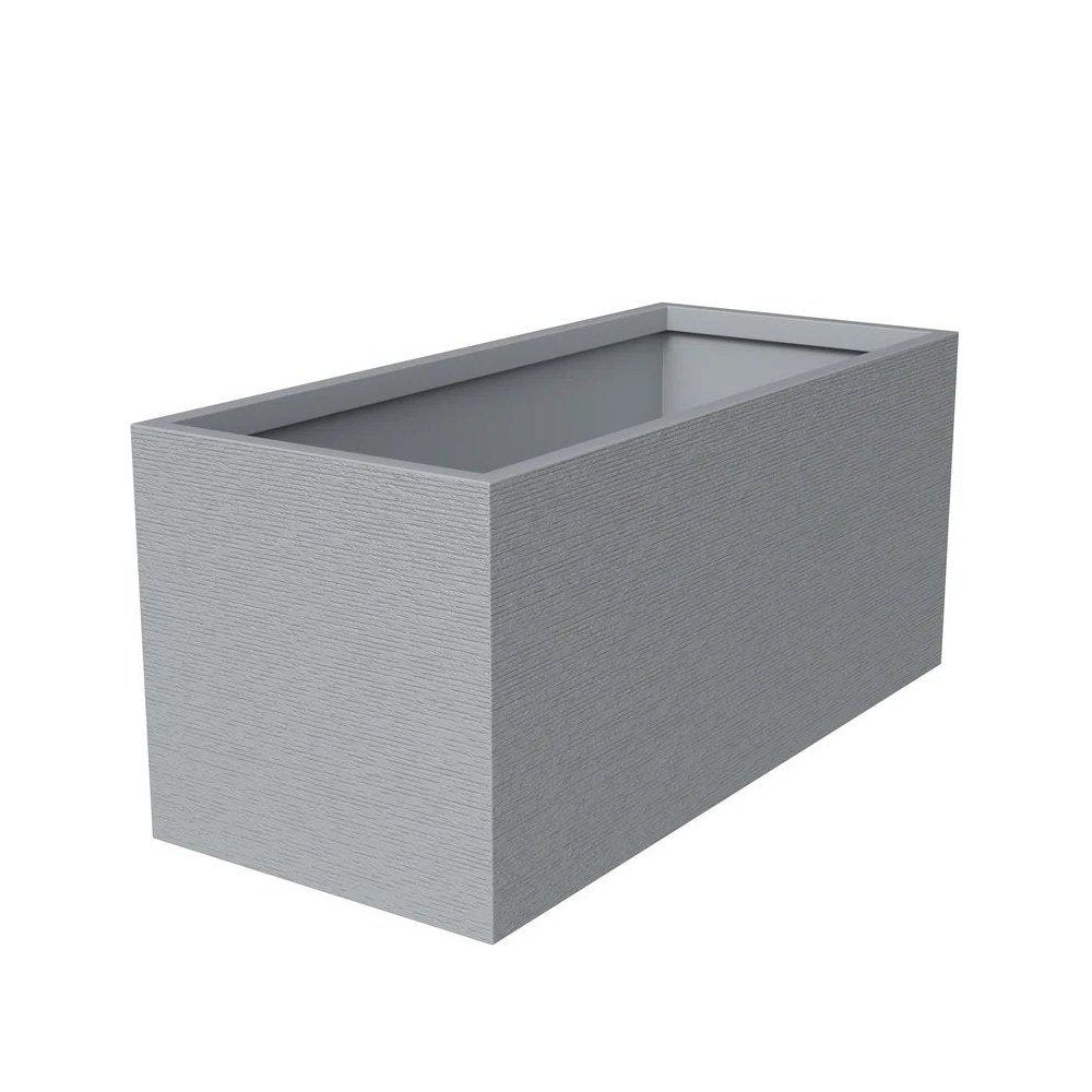 Flora Series Rectangle Poly Stone Planter in Grey 15.7 x 15.7, 35.4 Long