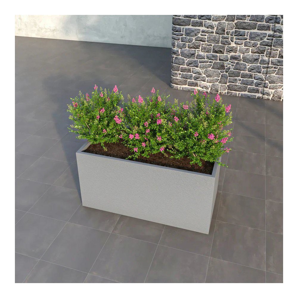 Flora Series Rectangle Poly Stone Planter in Grey 15.7 x 15.7, 35.4 Long