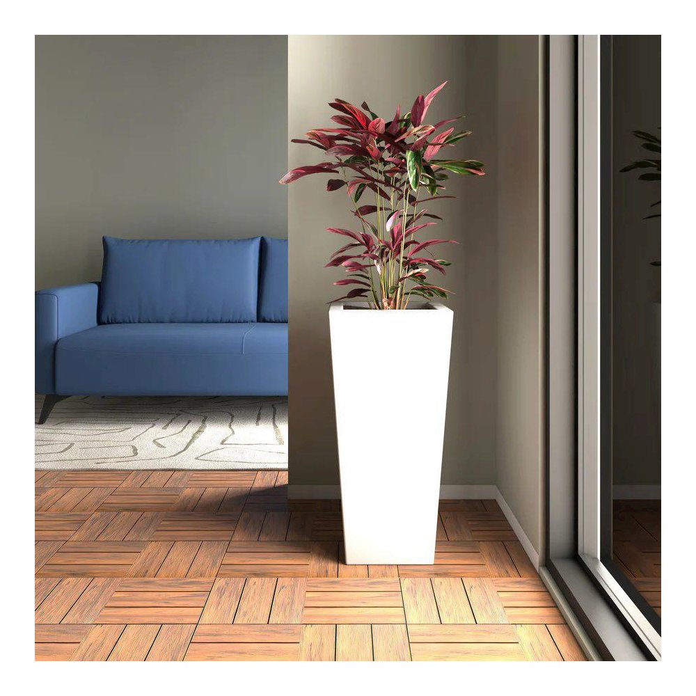 Orna Series Poly Stone Planter 13.8 Dia 29.4 High in White