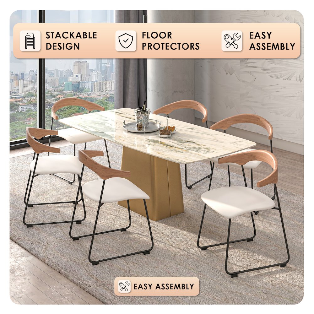 Lyra Collection Modern Chair in Natural Wood back and White Seat