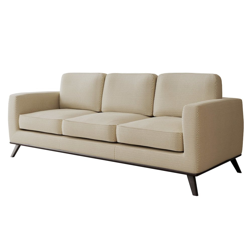 Chester Modern Faux Leather Sofa in Beige Mesh