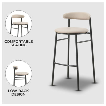 Lume Collection Modern Bar Stool in Dark Taupe