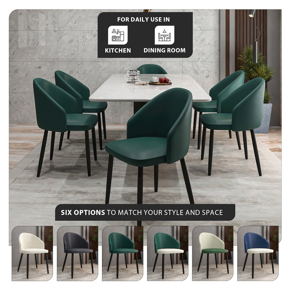 Paradiso Collection Modern Dining Seat in Green  Set of 2