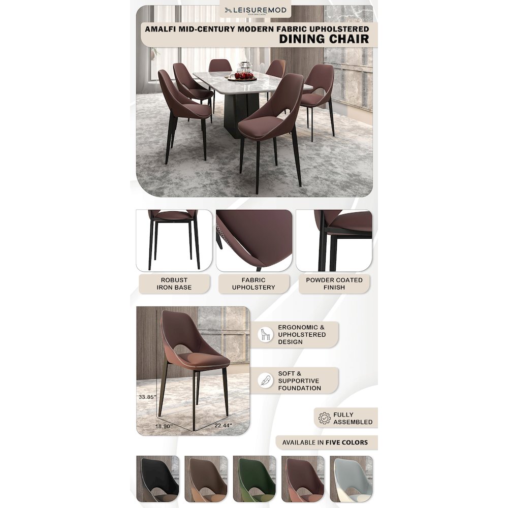Amalfi Collection Fabric Modern Dining Chair in Plum Purple