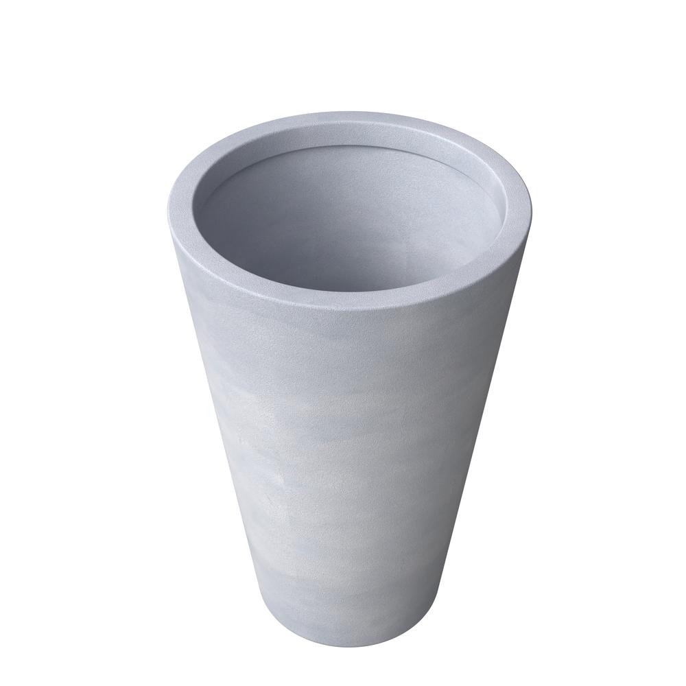 Pebble Series Poly Stone Planter 11.8" Dia 19.7" High in Grey