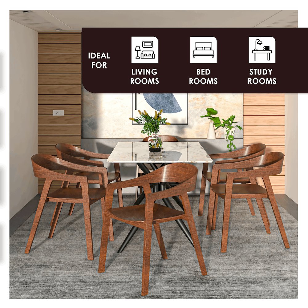 Rivo Collection Elegant Dining Chair in Dark Walnut Color Wood