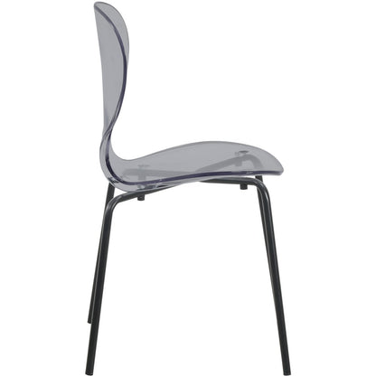 Modern Oyster Transparent Side Chair in Black Base set of 2