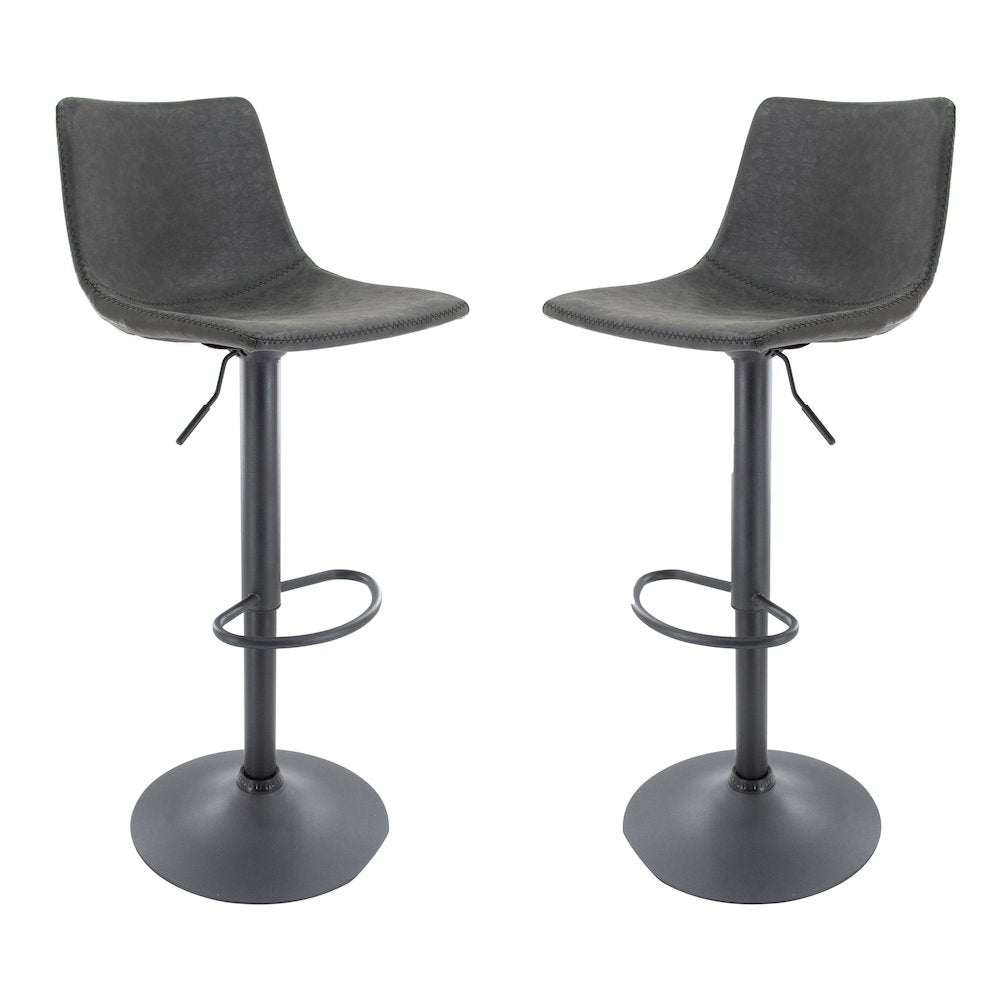 Tilbury Modern Adjustable Bar Stool in Charcoal Black