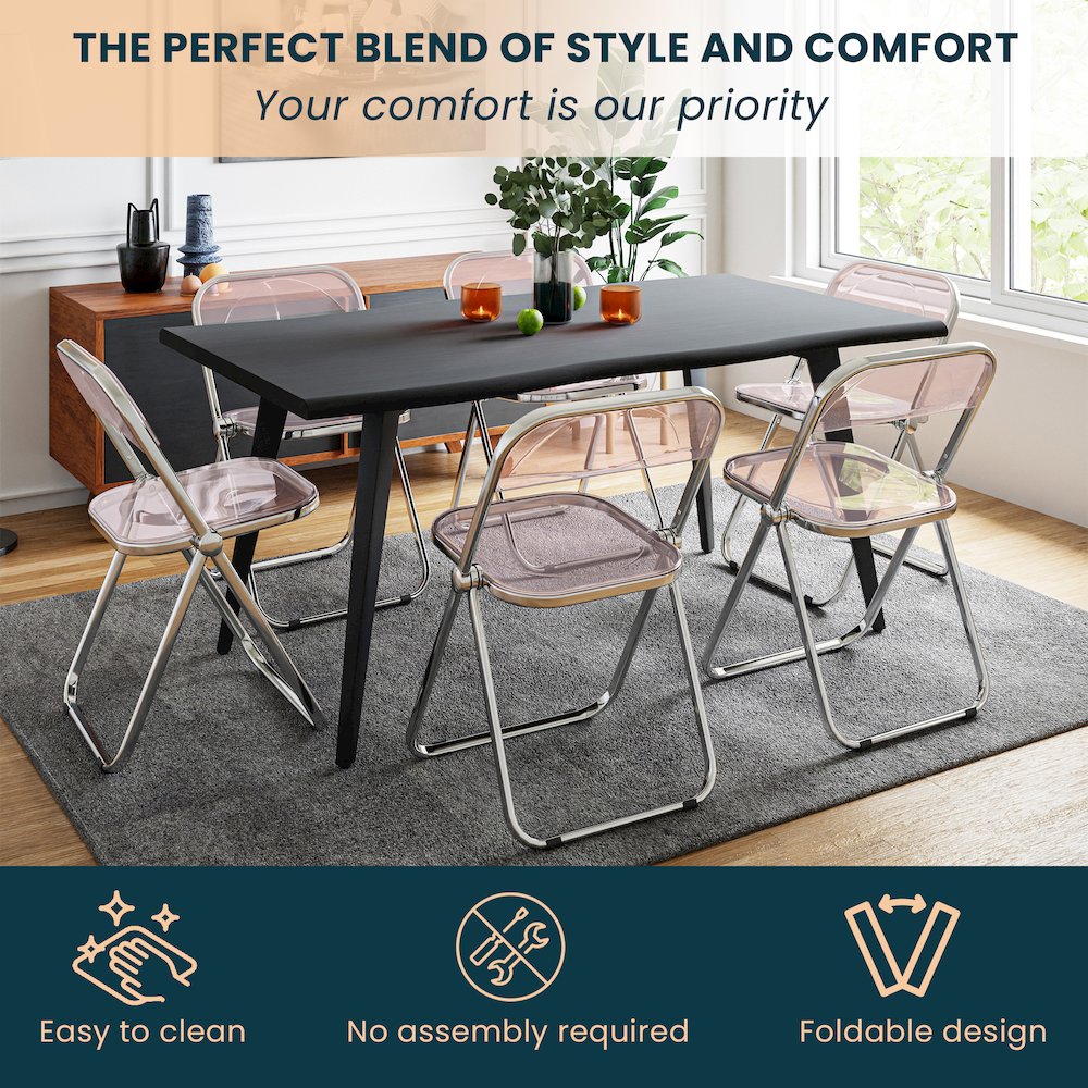 Lawrence Acrylic Folding Chair With Metal Frame, Set of 4