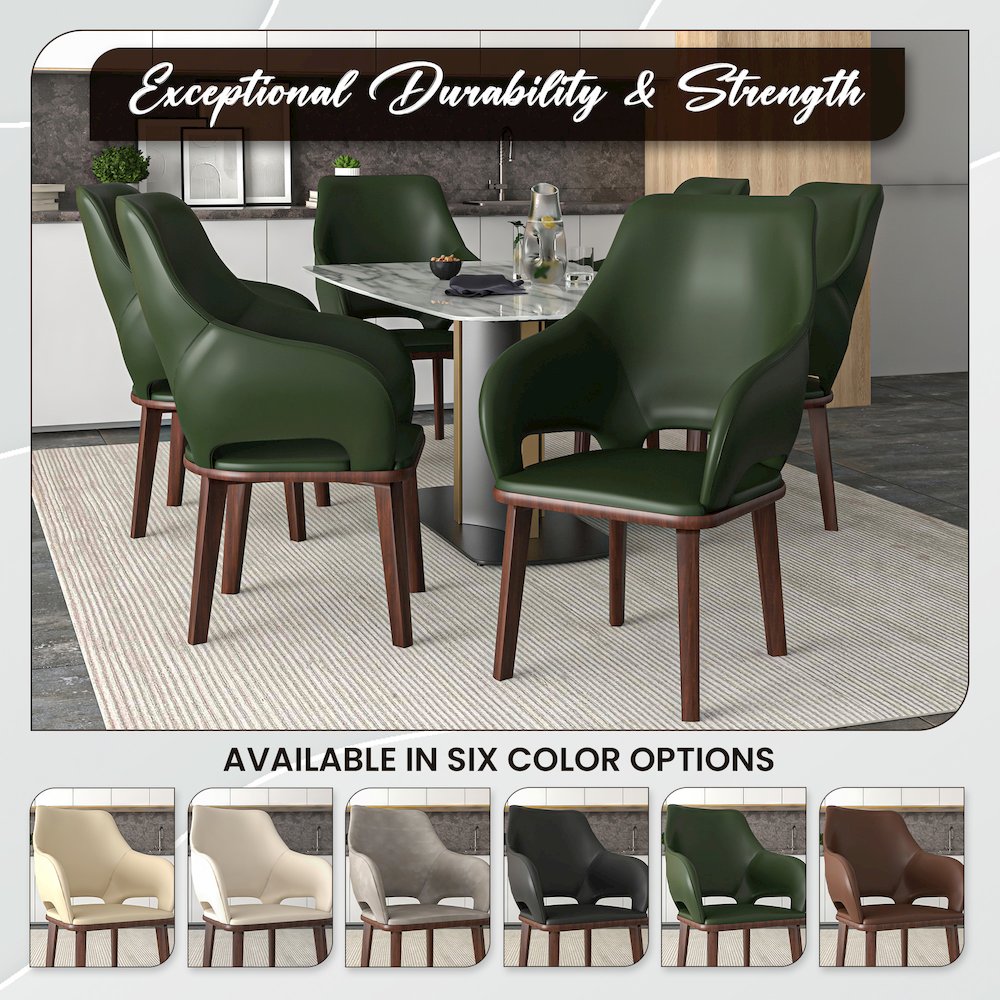 Vivara Collection Modern Dining Chair in Dark Green Set of 2