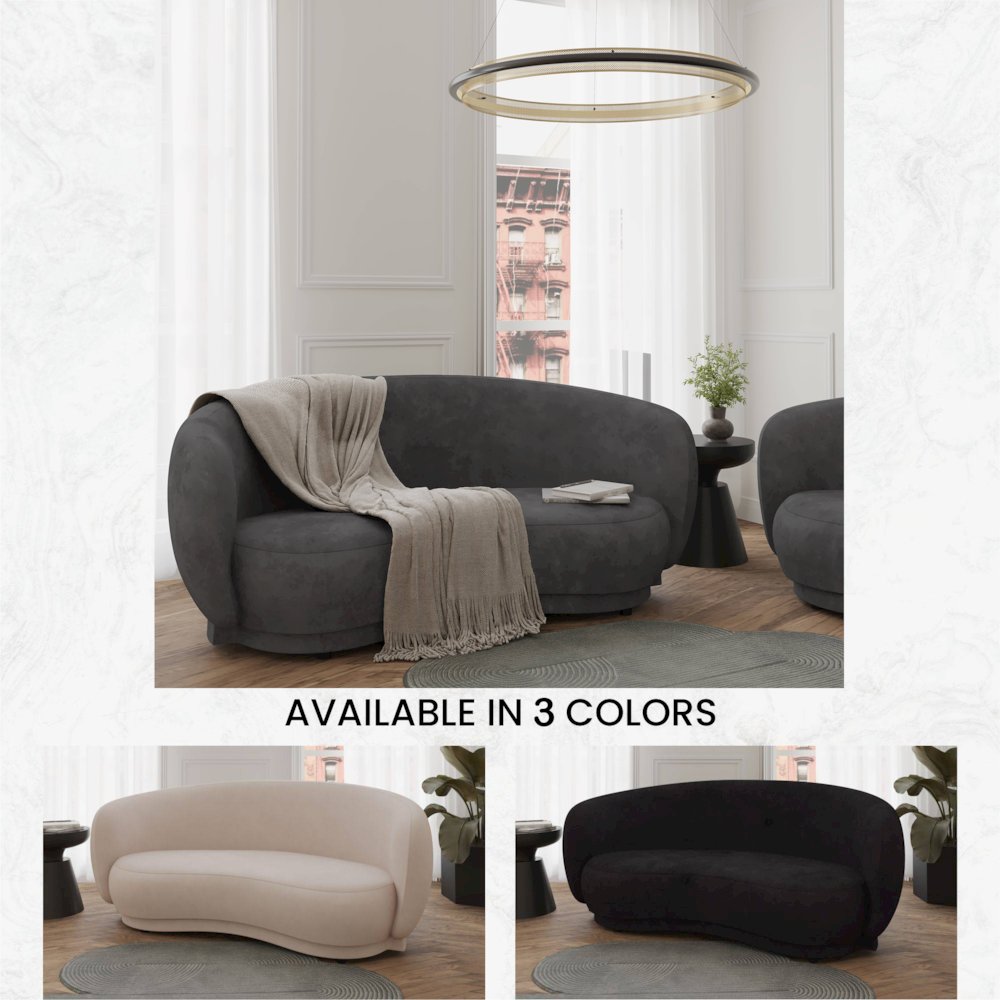Faze Collection Modern Three Seater Sofa in Light Grey Velvet