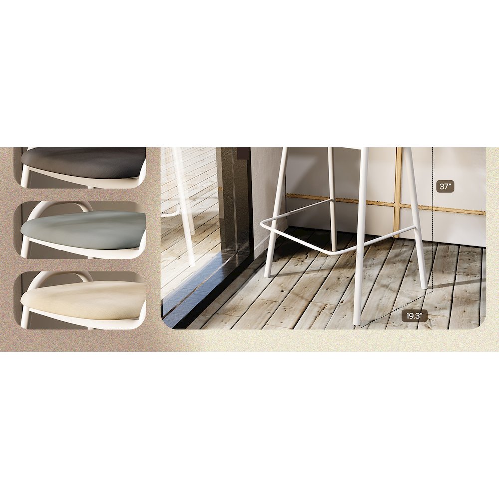 Markley Modern Leather Swival Dining Chair With Metal Legs in Taupe