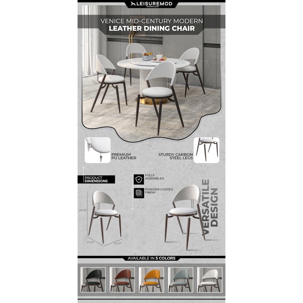 Venice Collection Modern Dining Chair In Black set of 2 in White