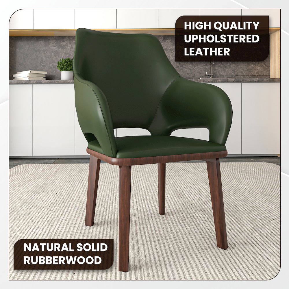 Vivara Collection Modern Dining Chair in Dark Green Set of 2