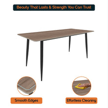 Zayle 55" Rectangle Sintered Stone Dining Table in Red Oak with Black Base