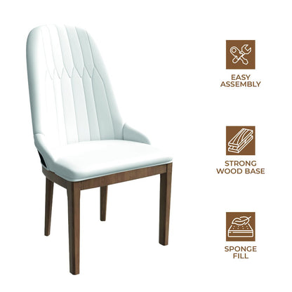 Verisma Collection Modern Wooden Dining Chair in White Set of 2