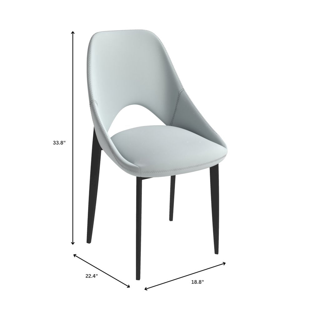 Amalfi Collection Modern Fabric Dining Chair in Coconut White - Set of 4