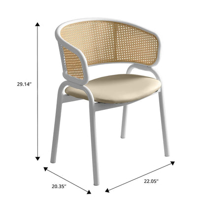 Ervilla - Dining Chair - White frame in Taupe Leather Set of 2