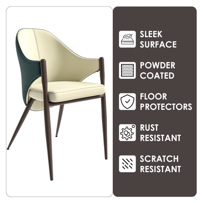 Sante Collection Modern Dining Chair Set of 2 in Cream/Green