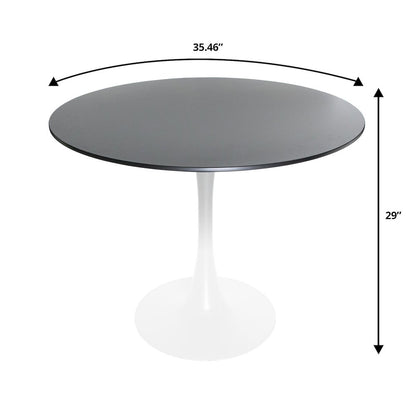 5-Piece Dining Set 35" Round Dining Table in Chrome - Transparent Red