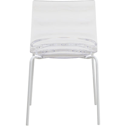 Astor Water Ripple Design Dining Chair in White Base Clear Seat Set of 2