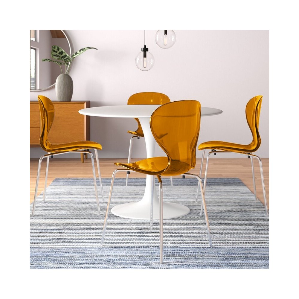 5-Piece Dining Set Round White MDF Dining Table