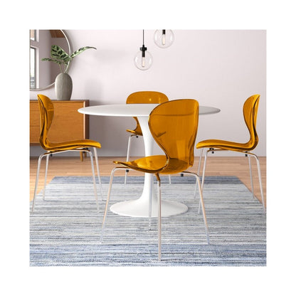5-Piece Dining Set Round White MDF Dining Table