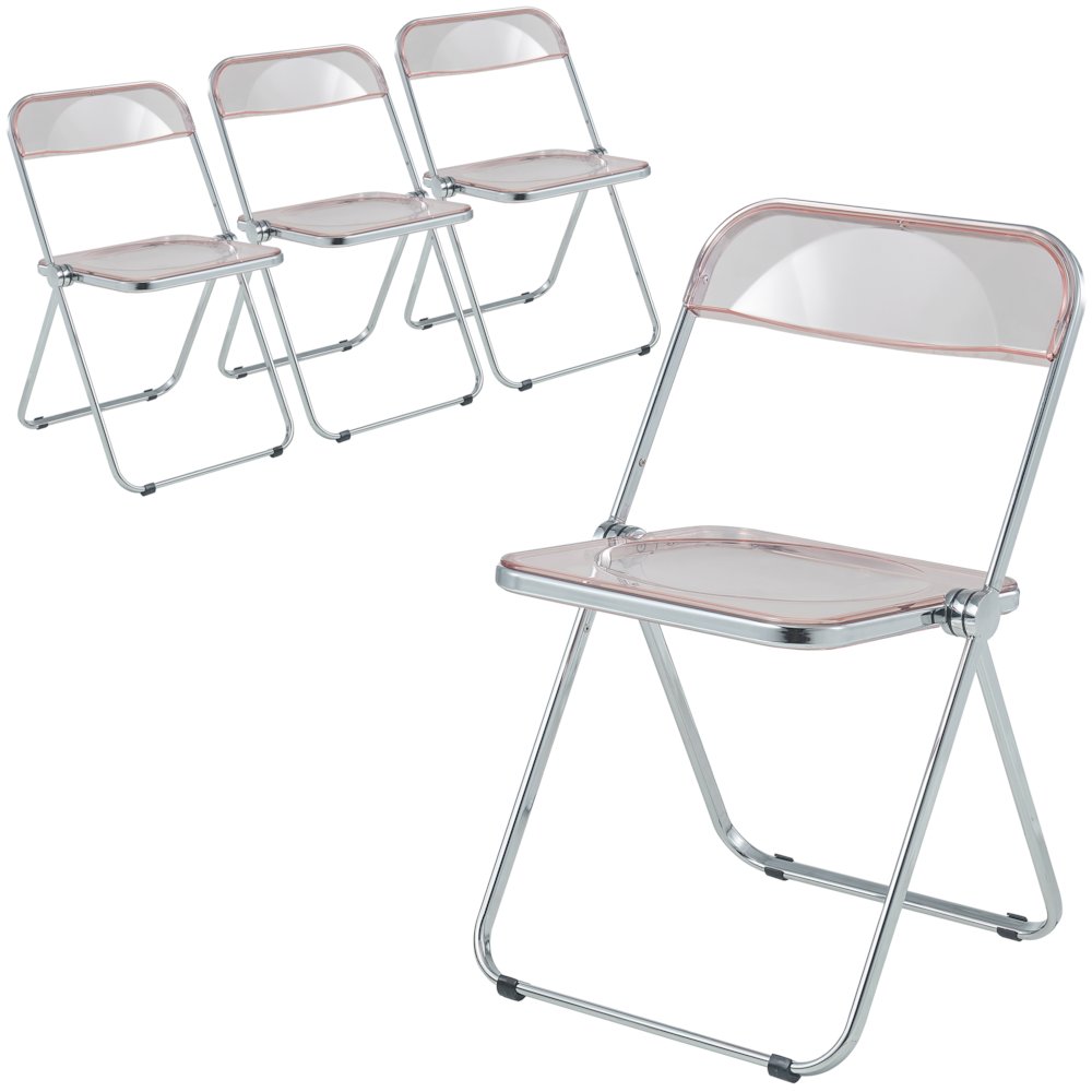 Lawrence Acrylic Folding Chair With Metal Frame, Set of 4