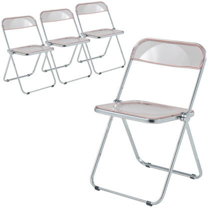 Lawrence Acrylic Folding Chair With Metal Frame, Set of 4