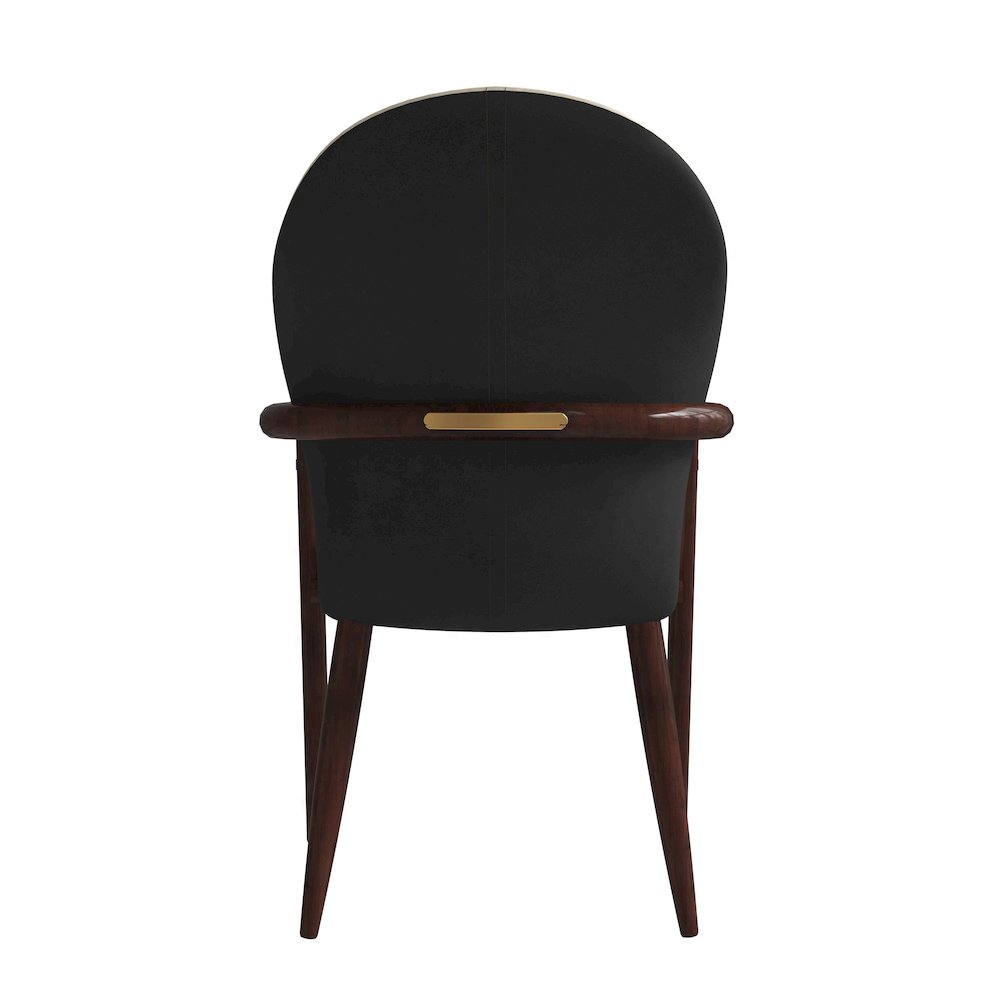 Opaline Series Elegant Wooden Dining Chair in Black Velvet and Toupe - Set of 2
