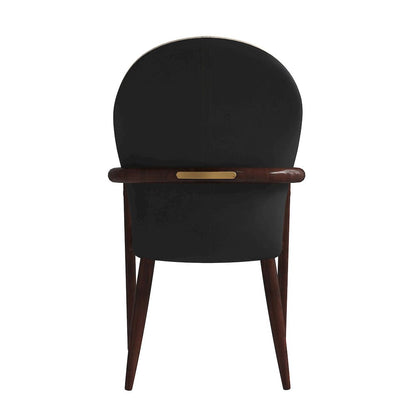 Opaline Series Elegant Wooden Dining Chair in Black Velvet and Toupe - Set of 2
