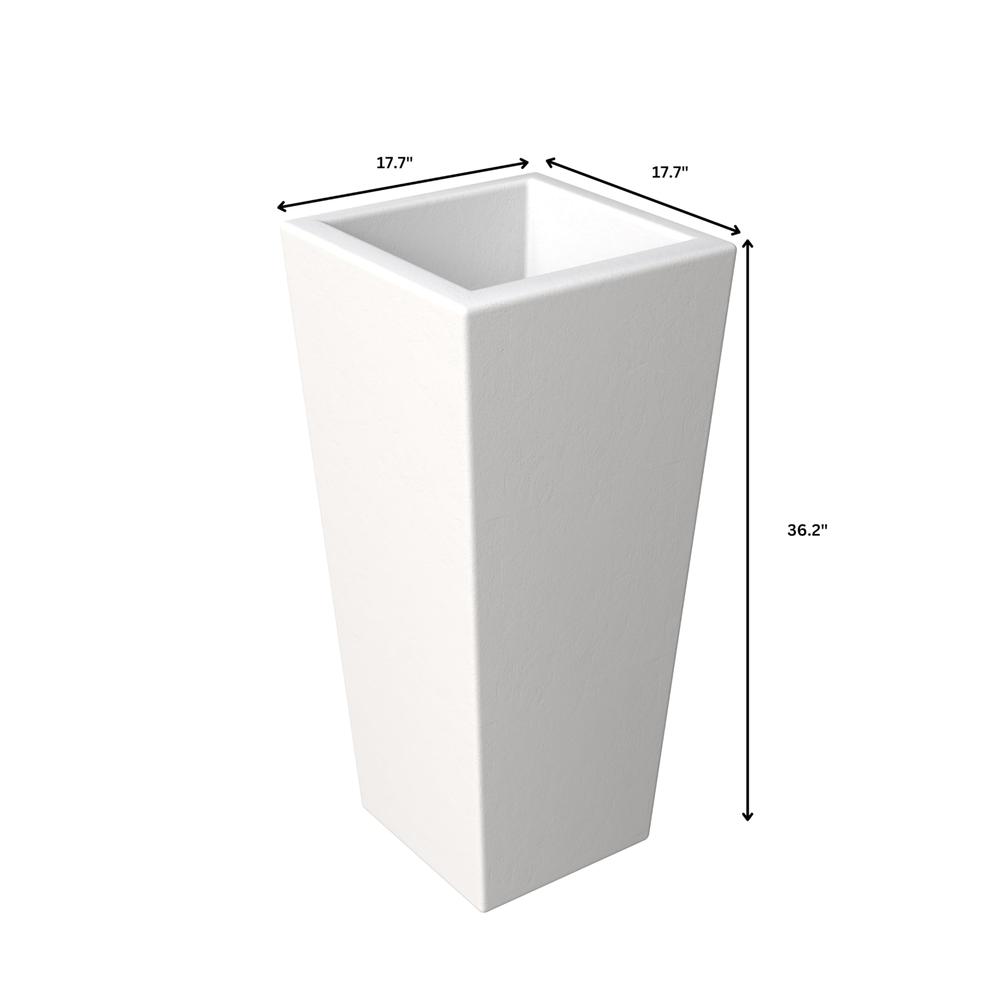 Orna Series Poly Stone Planter 17.7 Dia 36.2 High in White