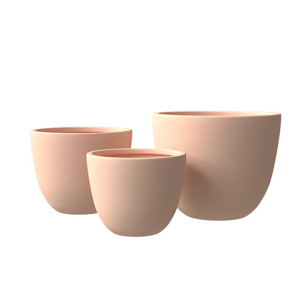 Dahlia Series Poly Stone Planter Set in Terracotta