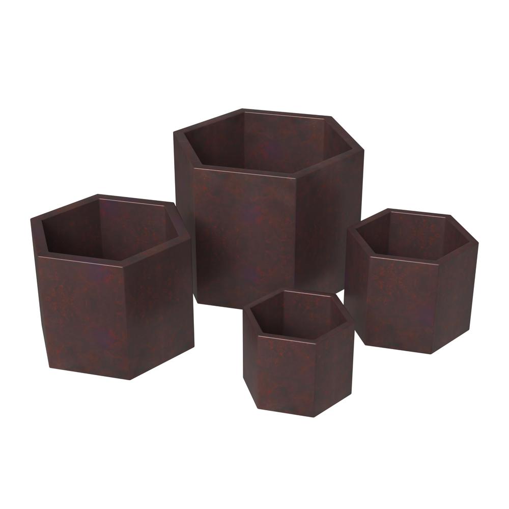 Thicket 4-Piece Fiberstone Planter in Brown