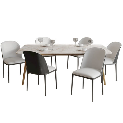 Zayle 7-Piece Dining Set with 55" Rectangular Dining Table in Black/White