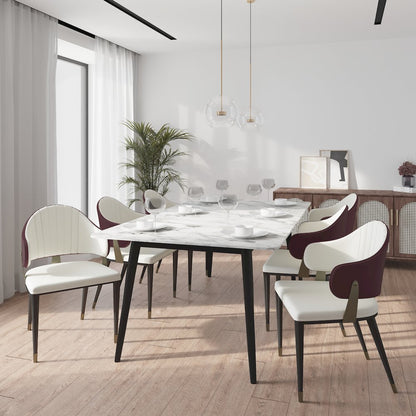 Zayle 7-Piece Dining Set with 55" Rectangular Dining Table in Red
