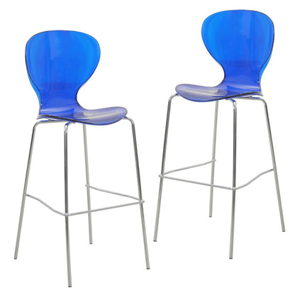 Oyster Acrylic Barstool in Transparent Blue